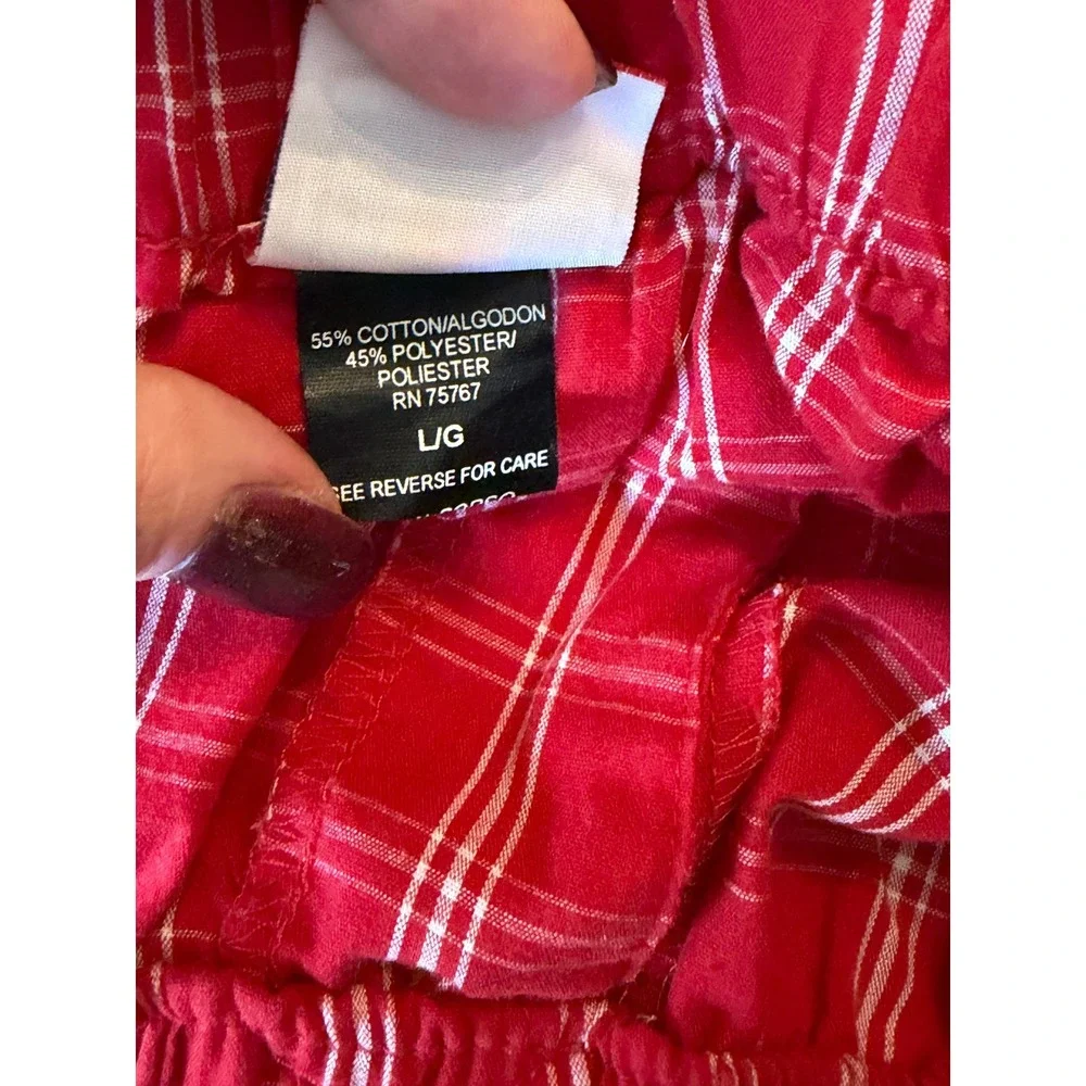 NFL Plaid Pajama‎ Pants Men's Large Red White Sleep Lounge Bottoms